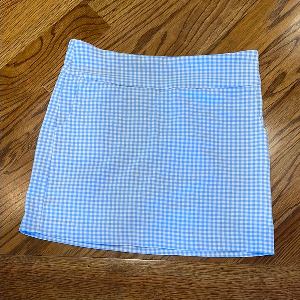 Zac & Rachel Light Blue and White Gingham Mini Skort